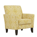 Button Tufted Arm Chair Gold Damask P130