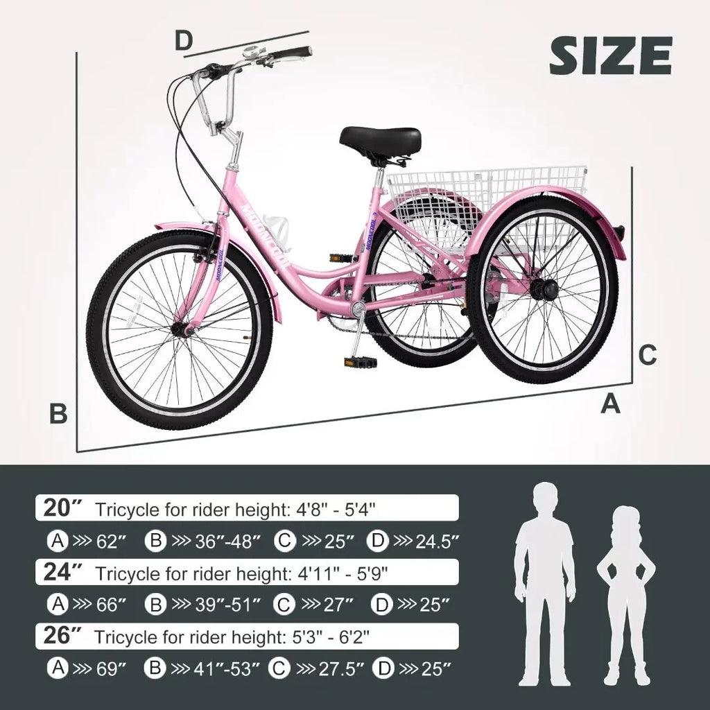 26 7 Speed Adult Tricycle with Large Basket U7389
