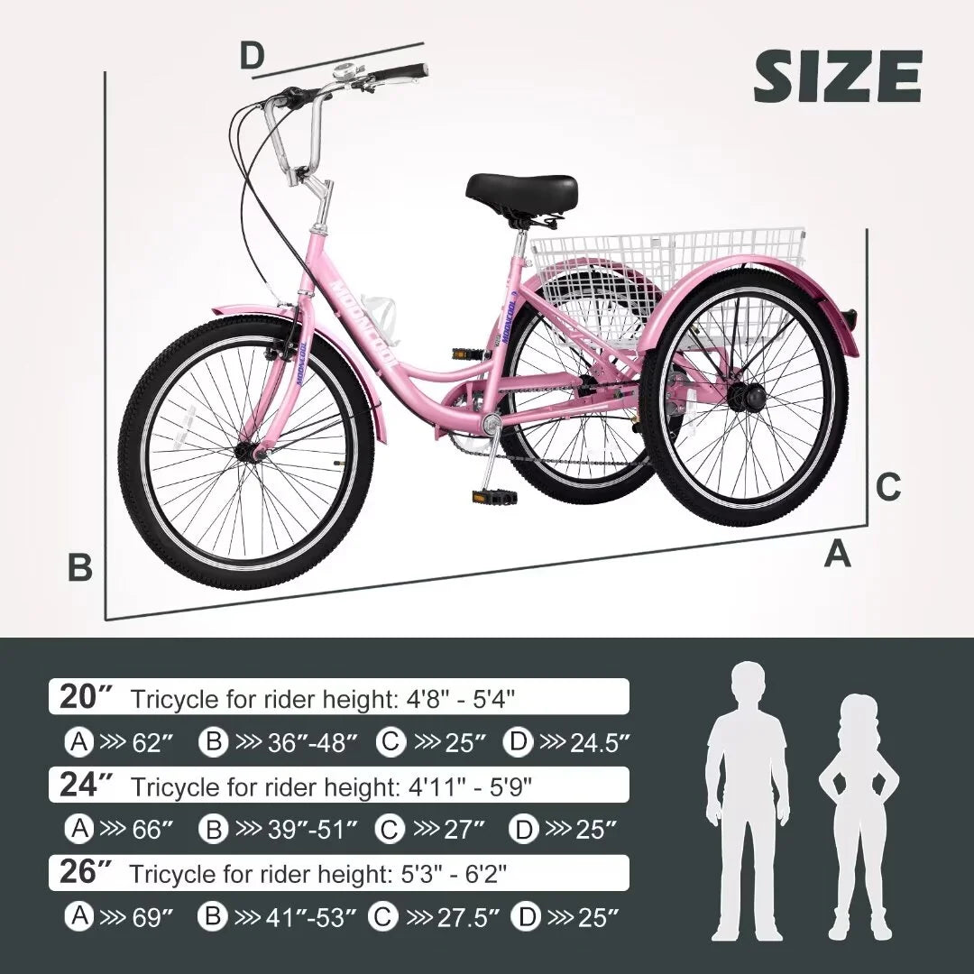 26 7 Speed Adult Tricycle with Large Basket U7389