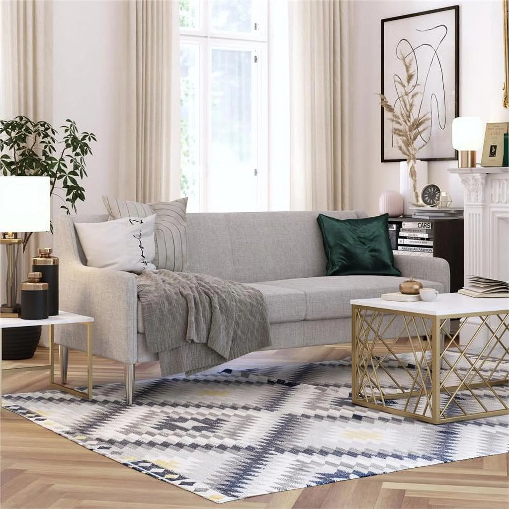 Light Gray Linen Sofa with Steel Legs L3043