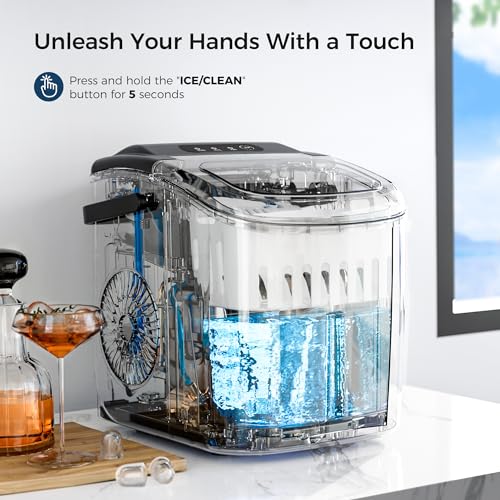 Countertop Portable Ice Maker Machine with Handle, Black I8204