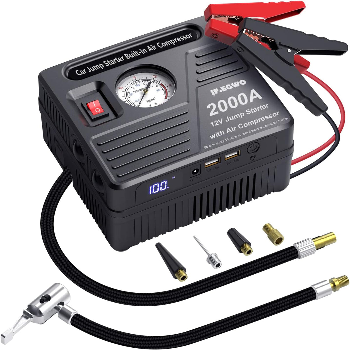 2000 AMP Jump Starter with Air Compressor W6445