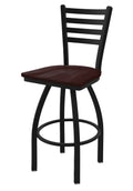 Black Wrinkle Swivel Stool with Dark Cherry Maple Seat T327