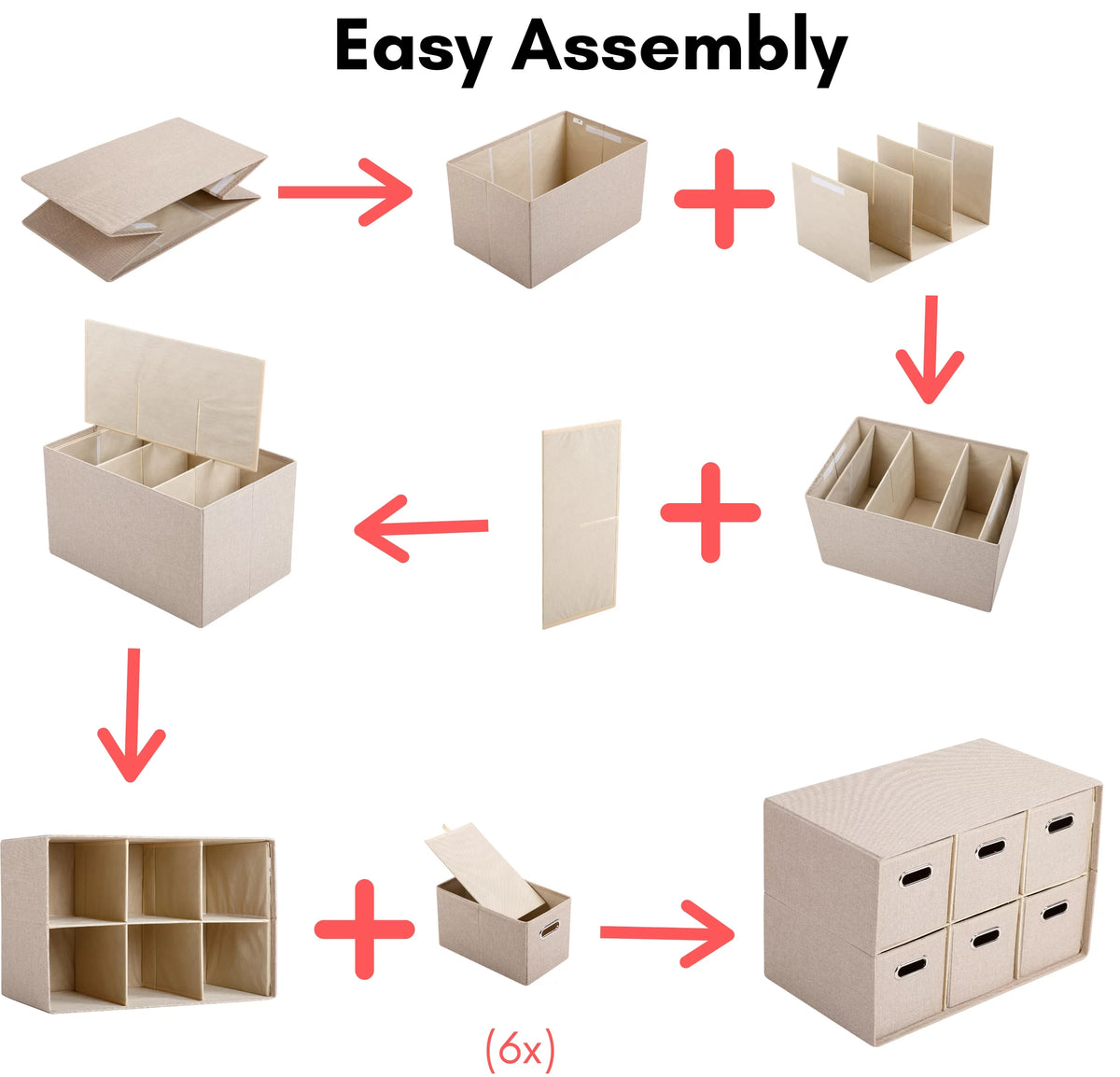 Linen Cube Organizer Shelf with 6 Storage Bins M1411