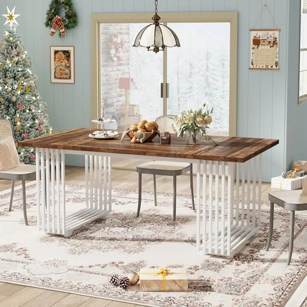 White 70.8 Inch Dining Table with Gold Metal Legs O99550