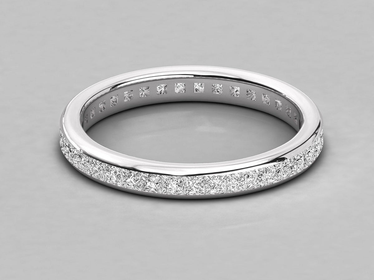 1.70MM Princess Cut Colorless Moissanite Eternity Band, 925 Silver R413036