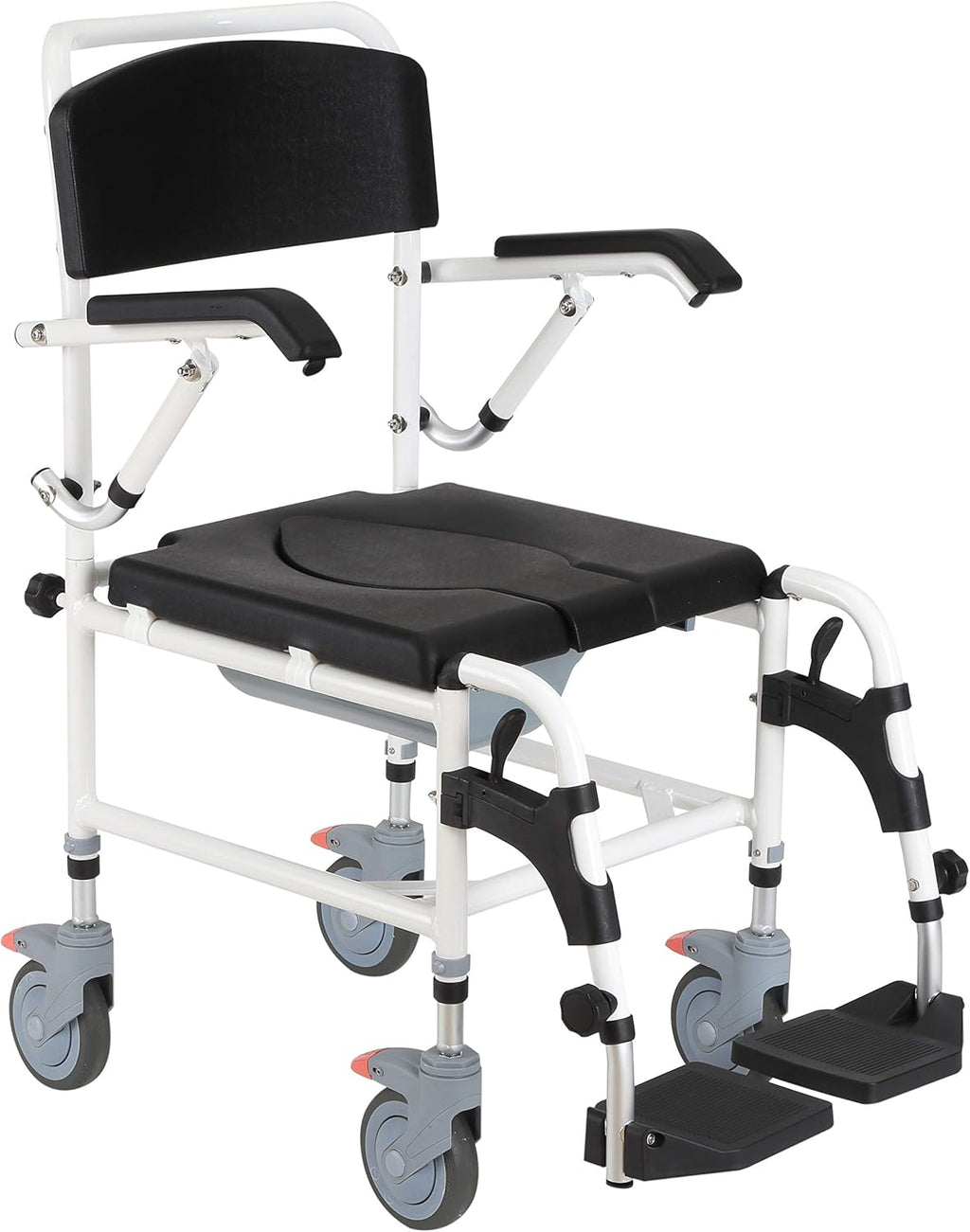 Blue Rolling Shower Commode Wheelchair with Detachable Bucket C8929