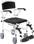 Blue Rolling Shower Commode Wheelchair with Detachable Bucket C8929