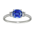 3 CT Cushion Sapphire 3 Stone Style Diamonds Gemstone Ring R511