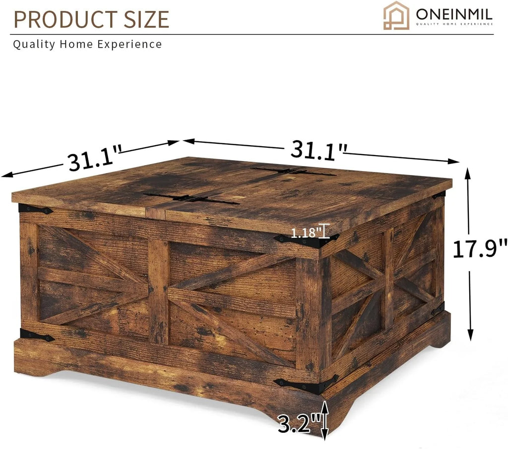 Square Wood Coffee Table with Storage Y99022
