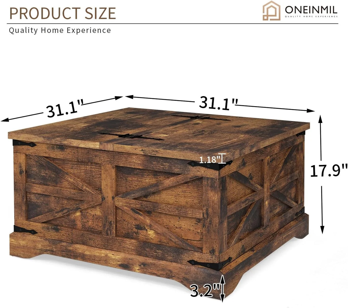Square Wood Coffee Table with Storage Y99022