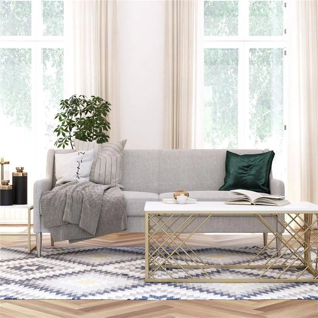 Light Gray Linen Sofa with Steel Legs L3043