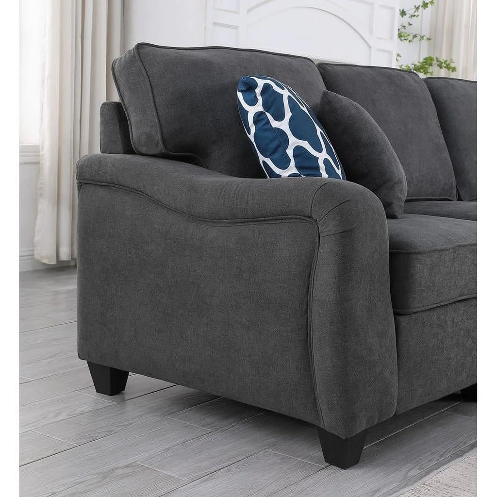 Dark Gray Woven Fabric 8Pc Modular Sectional Sofa with Ottoman V7570