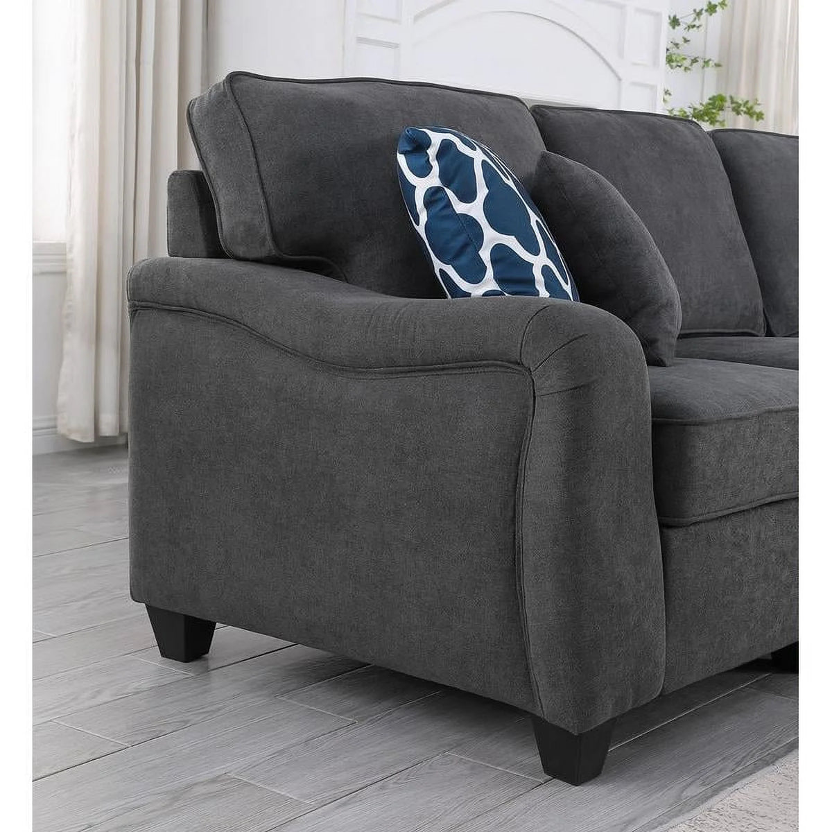 Dark Gray Woven Fabric 8Pc Modular Sectional Sofa with Ottoman V7570