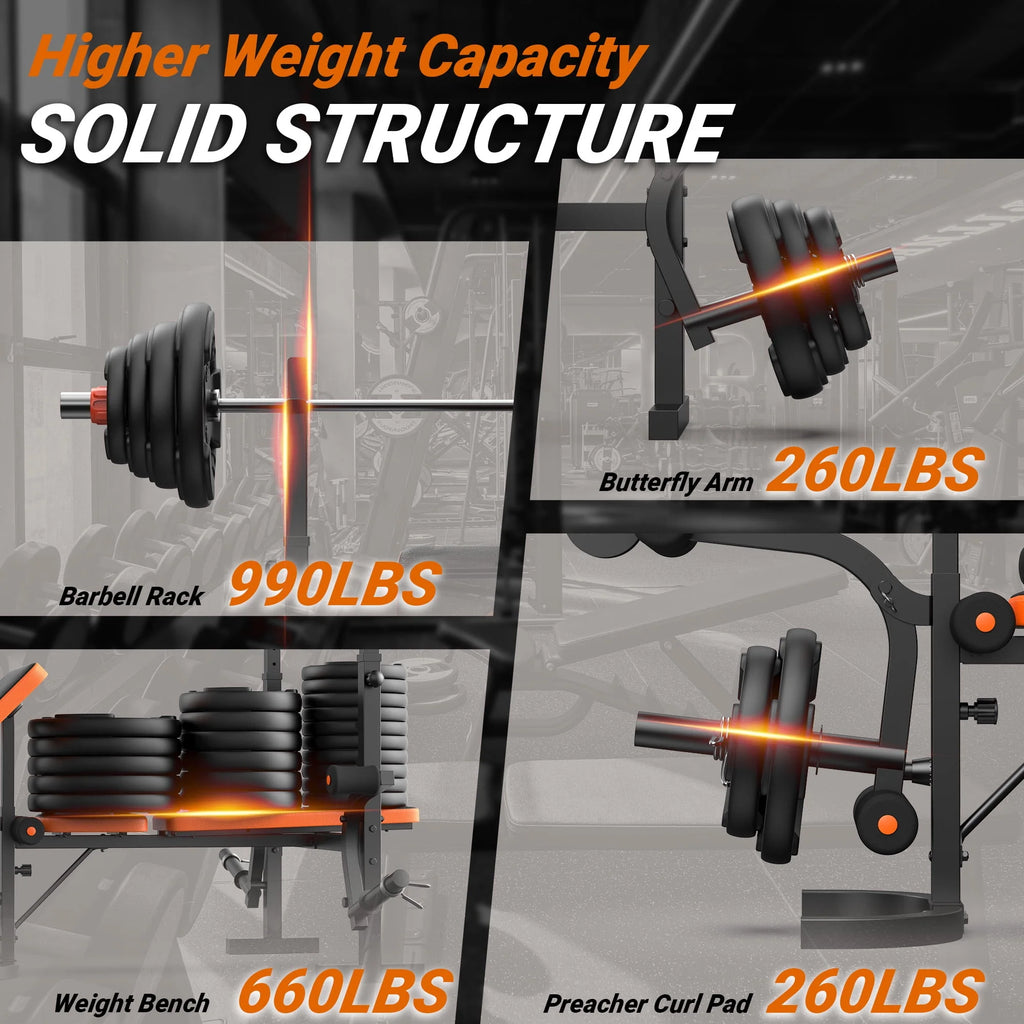 6 Positions Adjustable Foldable Weight Bench J2329
