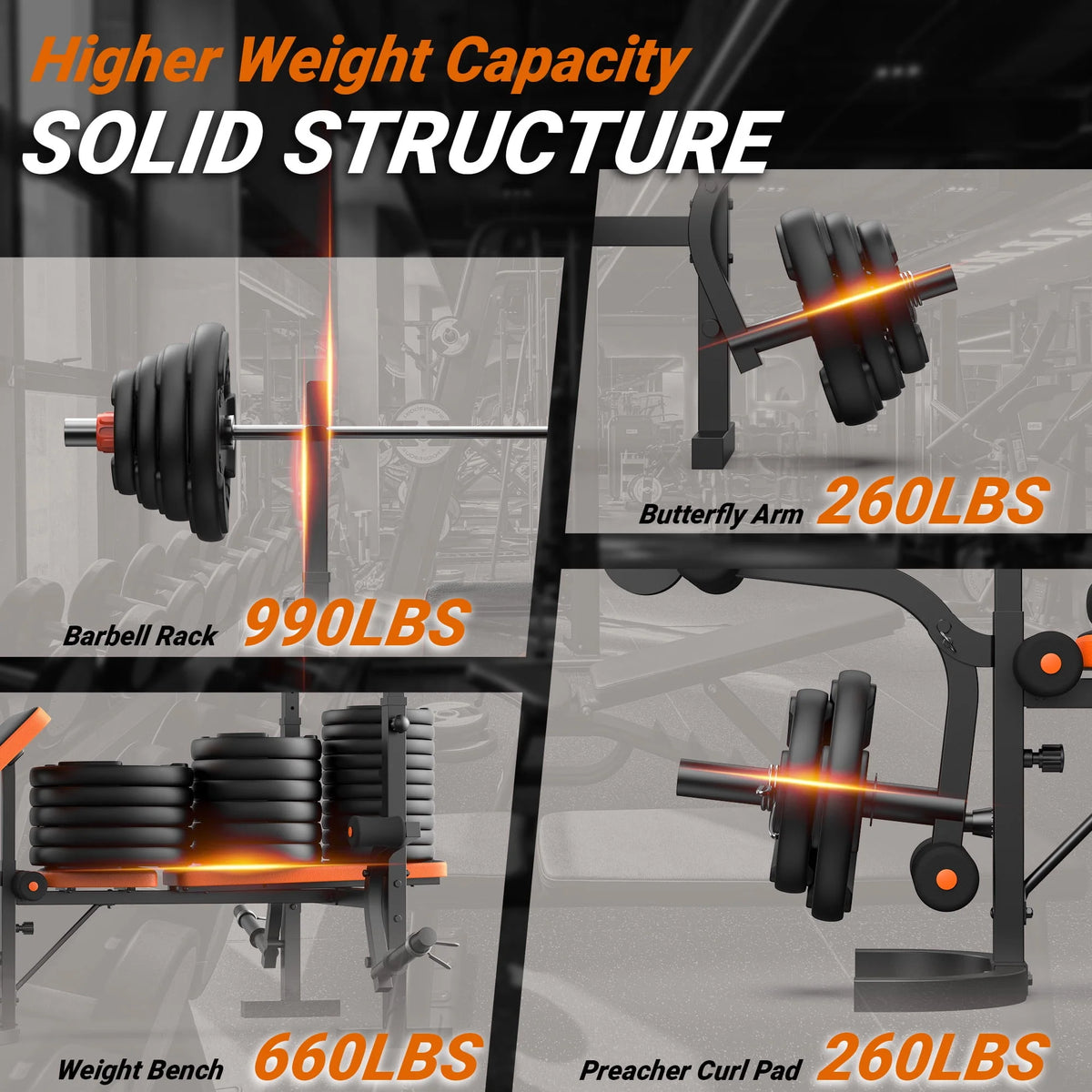 6 Positions Adjustable Foldable Weight Bench J2329