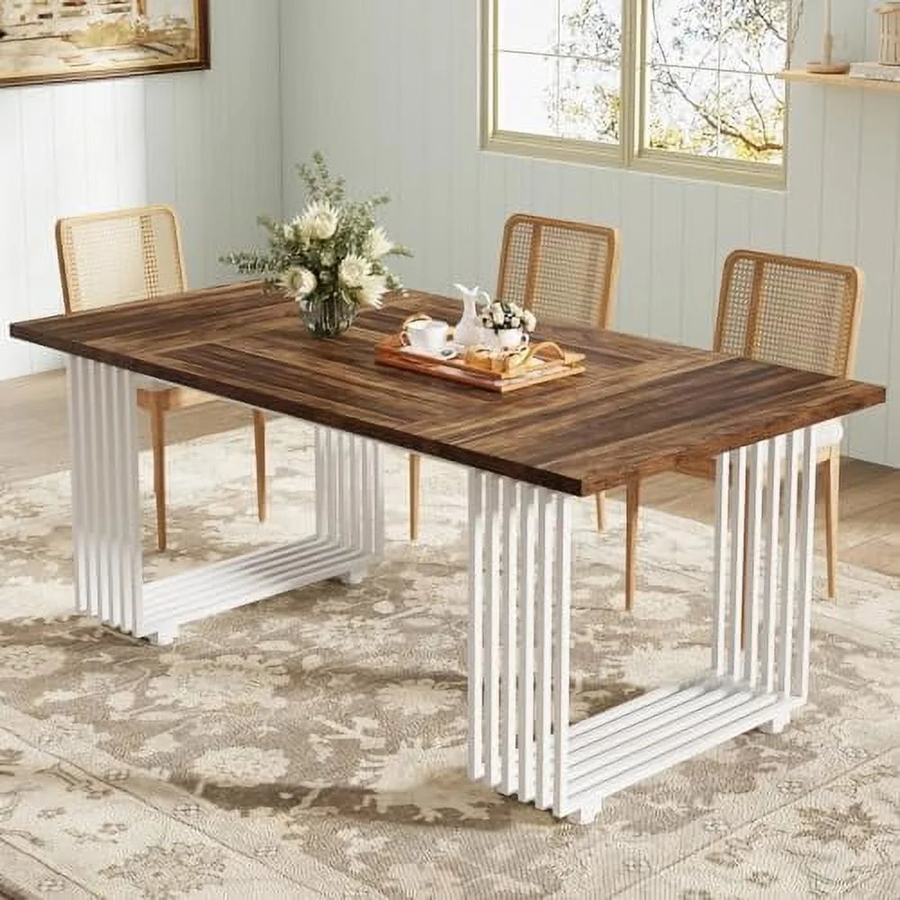 White 70.8 Inch Dining Table with Gold Metal Legs O99550