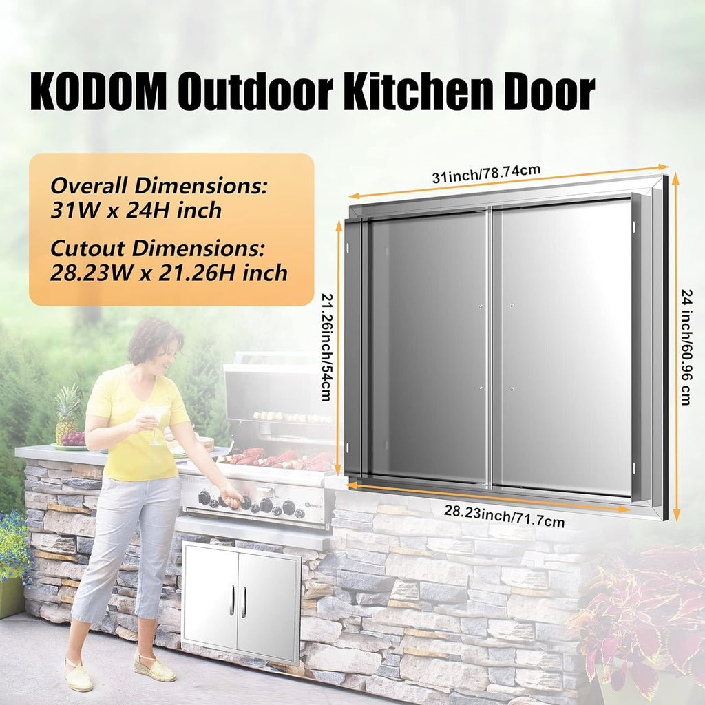Outdoor Kitchen Doors 36W x 21H Stainless Steel Double Wall Construction Vertical Door Q234616