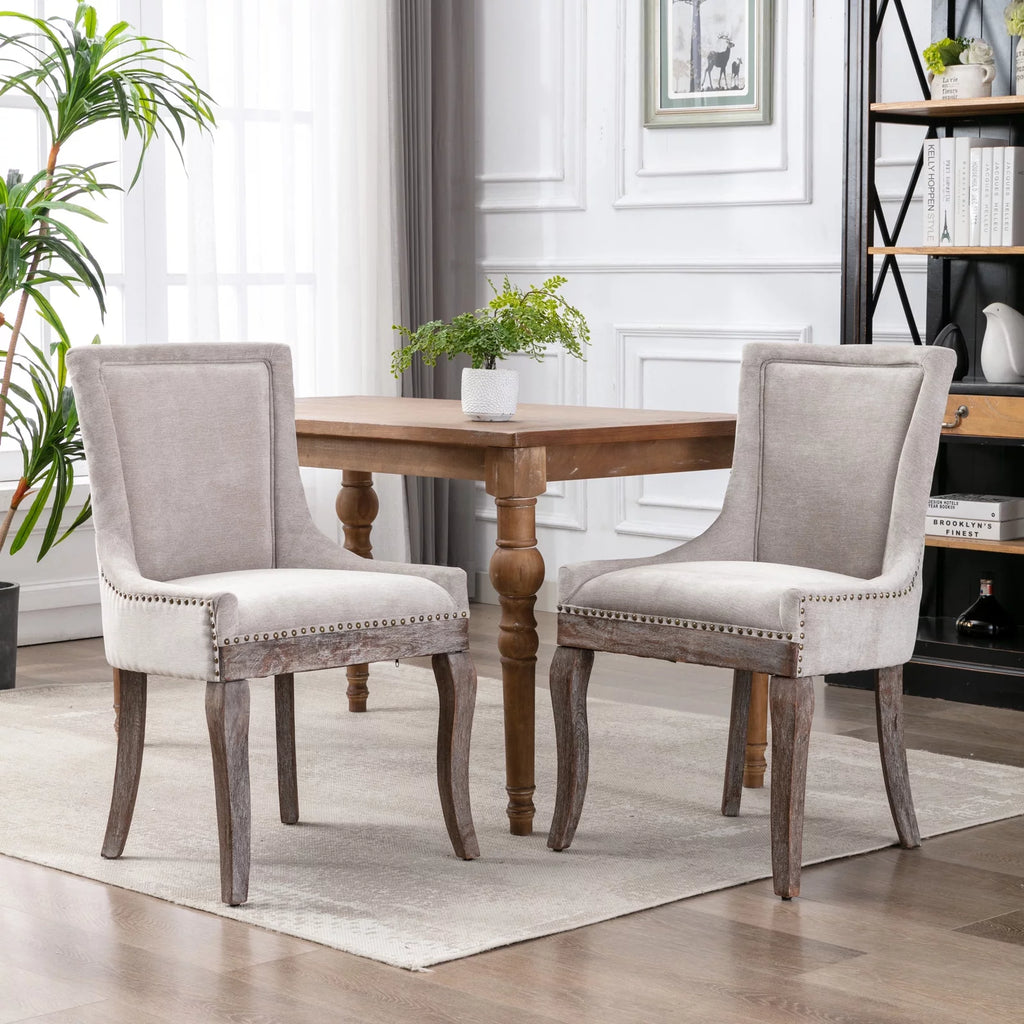 Beige Fabric Dining Chair Set of 2 H438