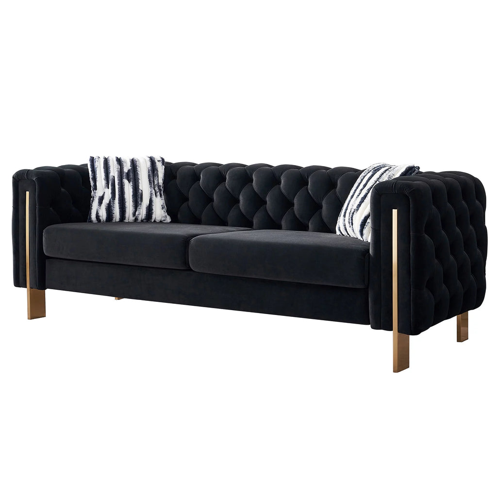 Modern Velvet Tufted Sofa with 2 Pillows S77319