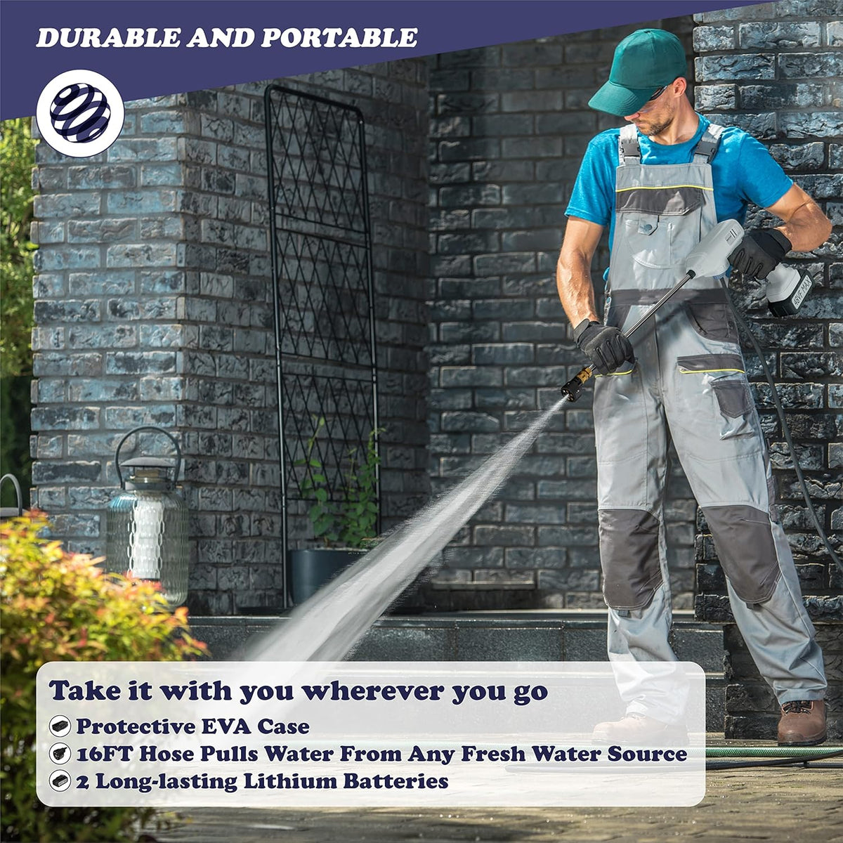 48V Cordless Pressure Washer with 2 x 48V Batteries W273097