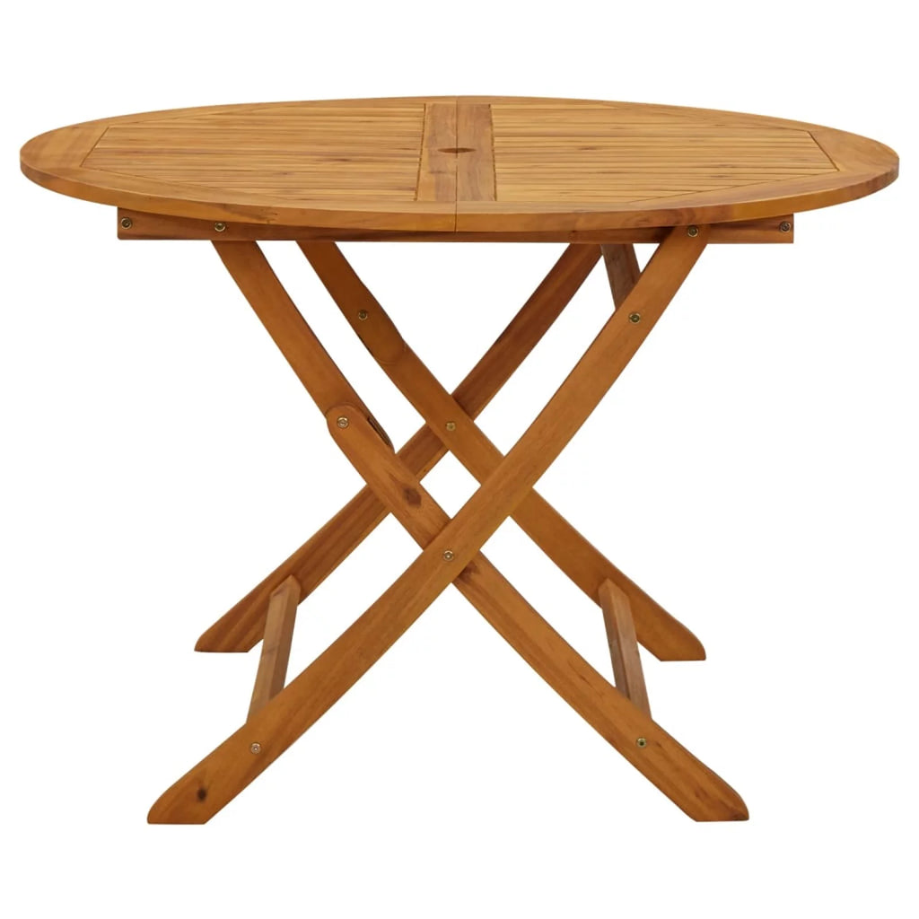 Folding Wood Acacia Round Outdoor Dining Table with Umbrella Hole X32340
