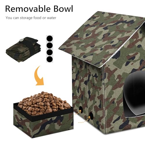 Large Weatherproof Collapsible Cat House with Removable Soft Mat and Bowl I423