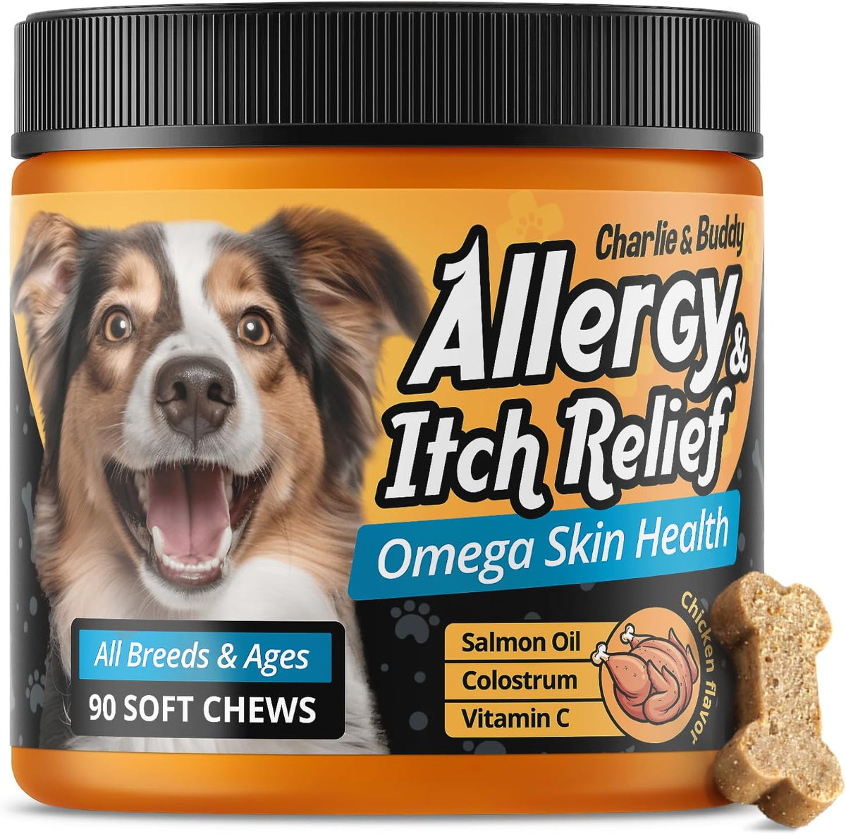90 Soft Chews Chicken Flavor Dog Allergy Chews with Omega 3 Fish Oil G41193