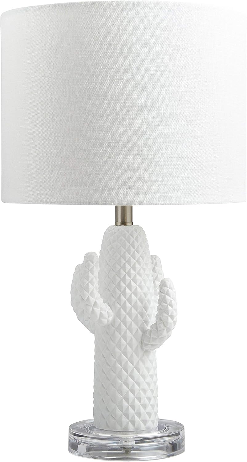 White Linen Shade Table Lamp with Bulb V8637