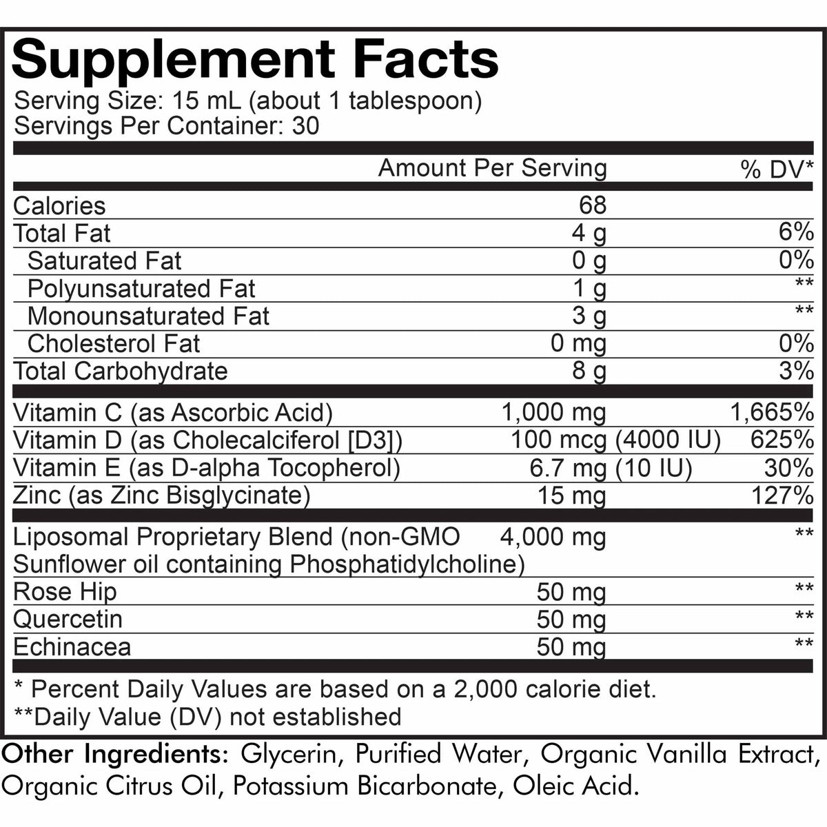 15.22 fl oz Liquid Vitamin C 1000mg with Zinc, Vitamin D E, Quercetin, Echinacea C162