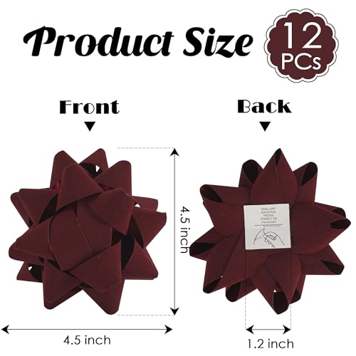 Dark Red Velvet Gift Bow 12 PCs Y499