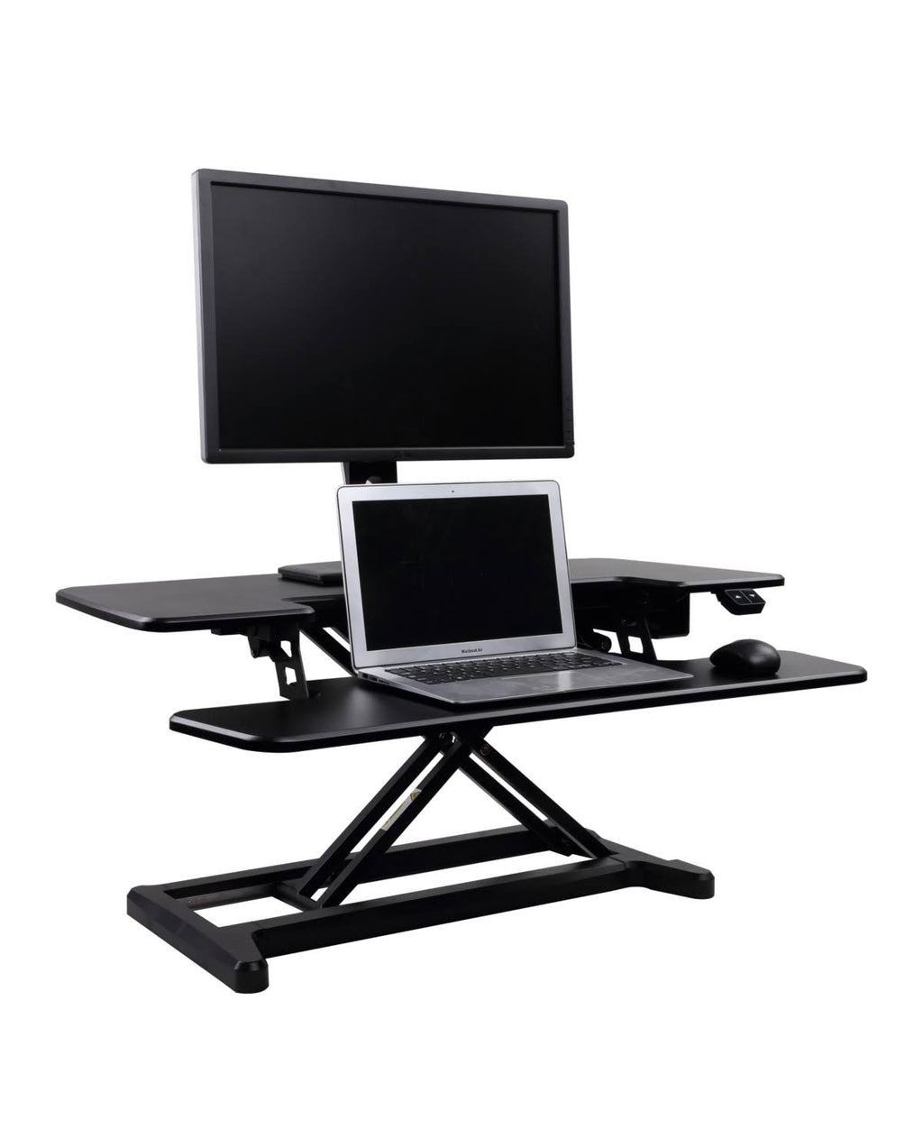 Black electric standing desk converter J148