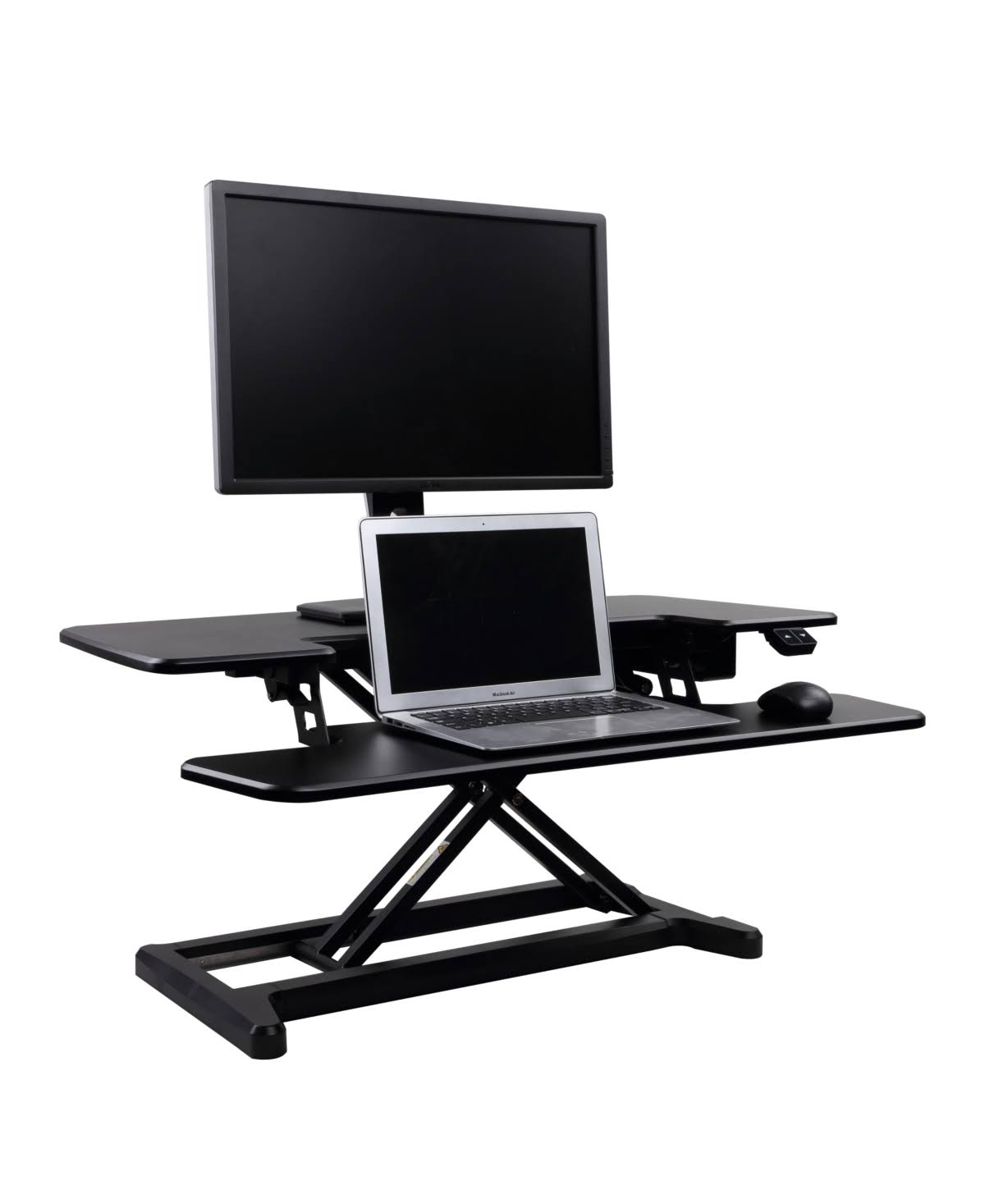 Black electric standing desk converter J148
