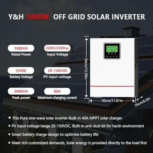 2200W Solar Hybrid Inverter Pure Sine Wave with 80A MPPT Solar Charger C45997