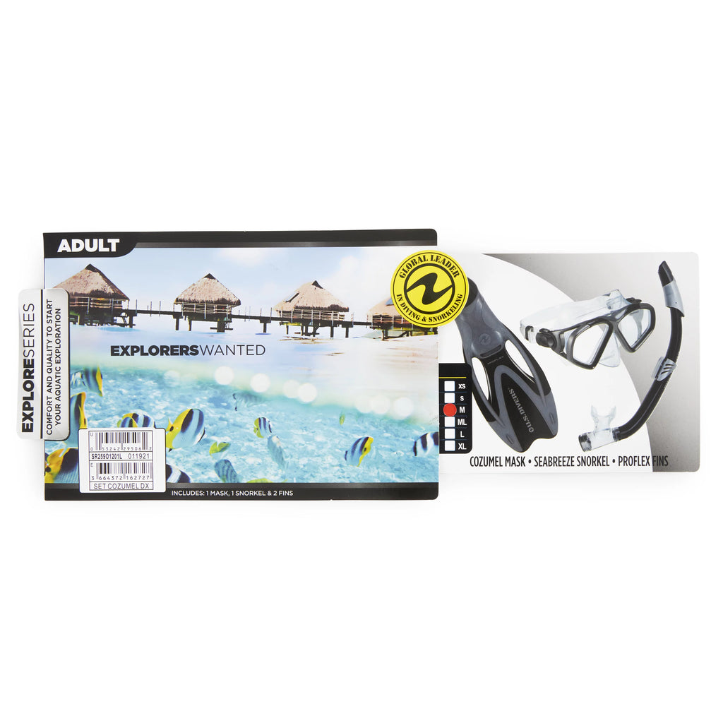 Cozumel Mask, Seabreeze II Snorkel, ProFlex Fins/Bag Set I75238