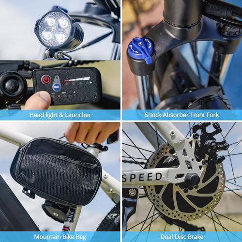 26" Electric Bike with 750W Peak Motor, 7-Speed, Removable Battery, Fat Tire B366693
