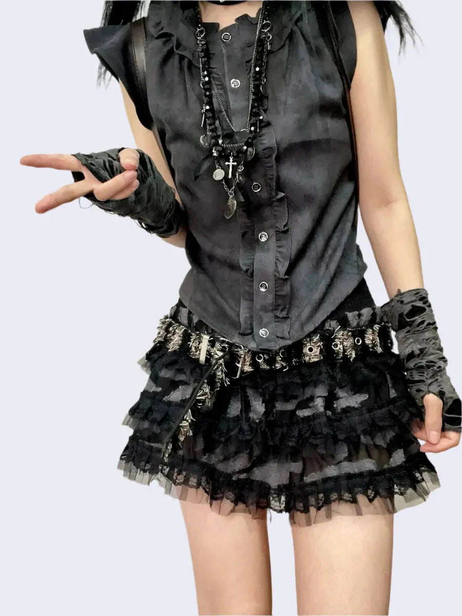 Ruffle Shirts Skirt Set X5826