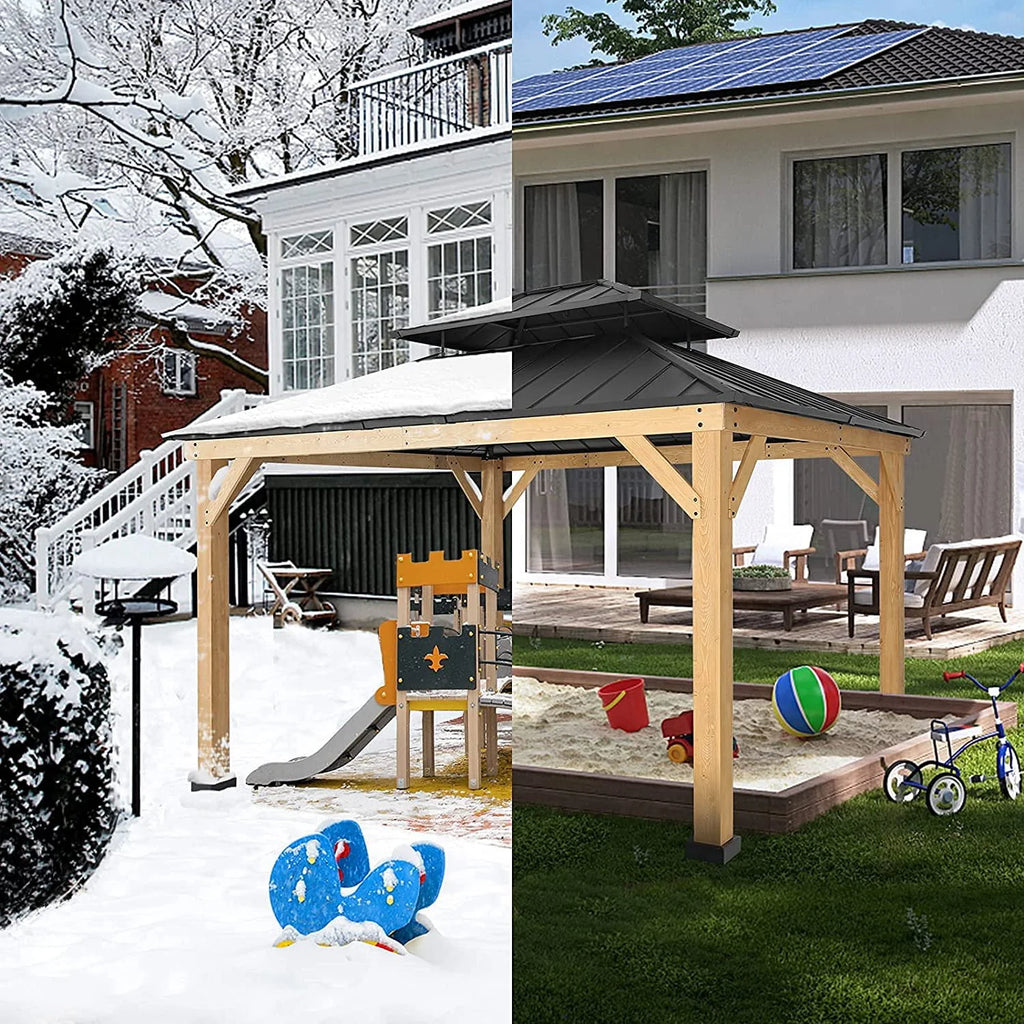Cedar Wood Frame Gazebo with Metal Roof D7861