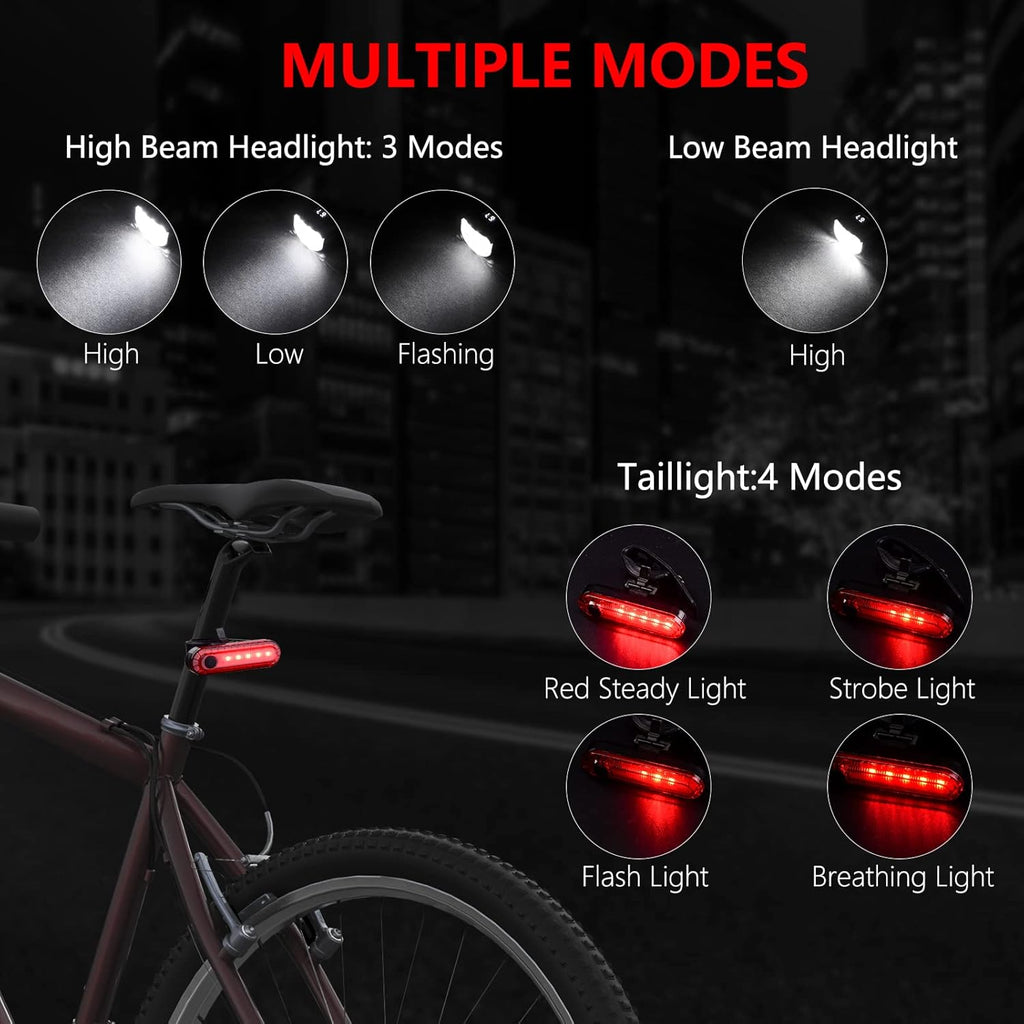 6*T6 LED Bike Light Set USB Rechargeable Waterproof Pack of 2 M272