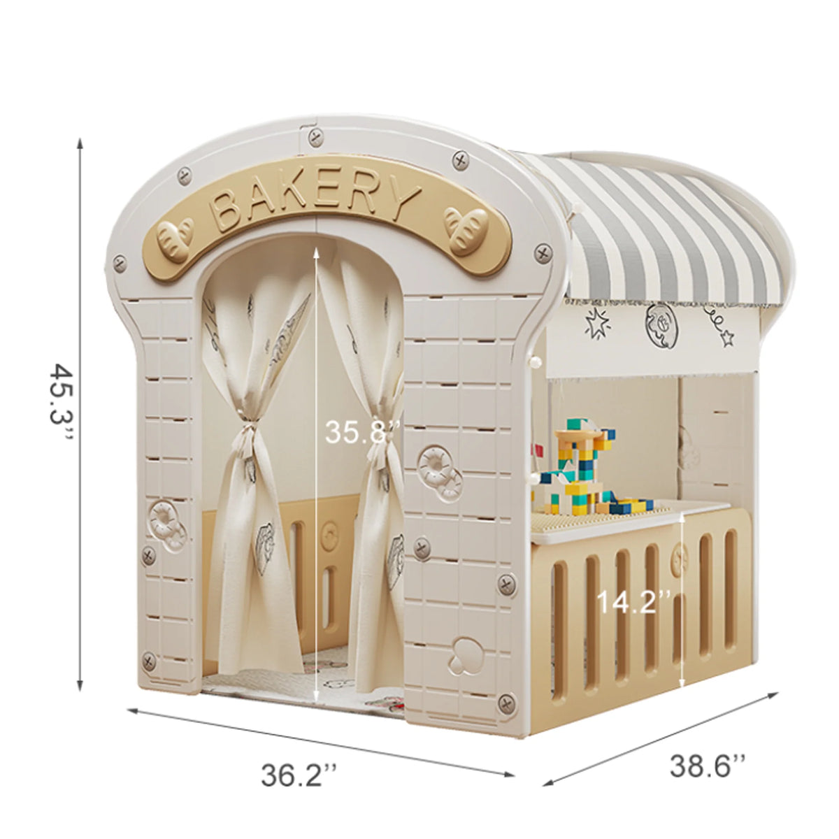 Kids Indoor/Outdoor Playhouse with Storage Box and Building Blocks Q940
