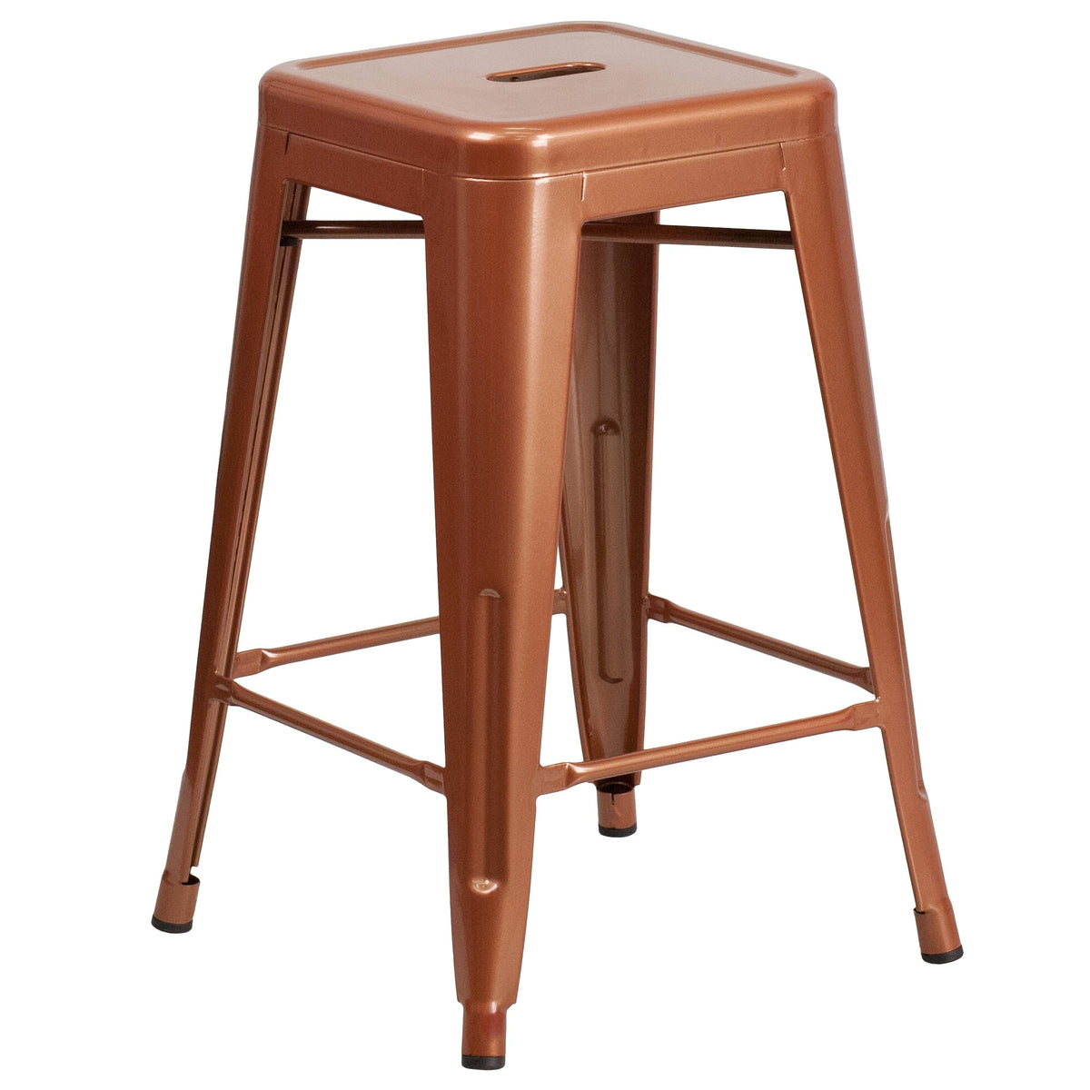 White Metal Square Backless Stool V856
