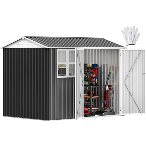 8x6ft Metal Outdoor Storage Shed with Window P433210