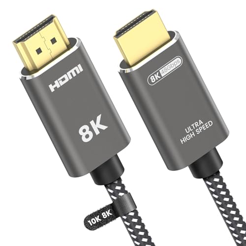 8K HDMI 2.1 Cable 20 ft, 48Gbps Ultra High Speed, 4K 240Hz, 8K 60Hz, HDR10+, eARC, Braided H7586