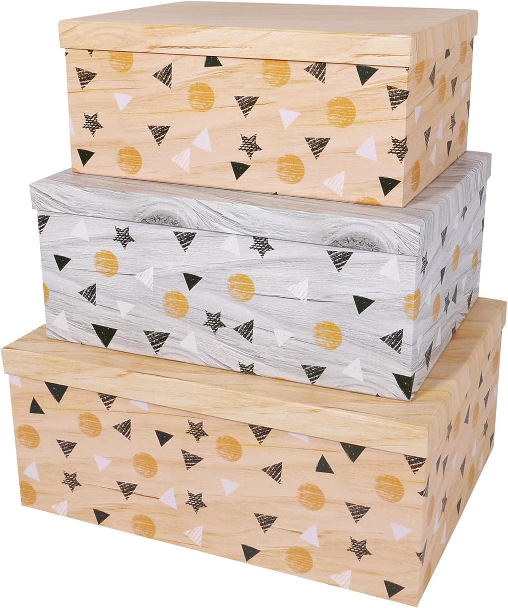 Decorative Storage Cardboard Boxes with Lids, Set of 3, Tropical G230