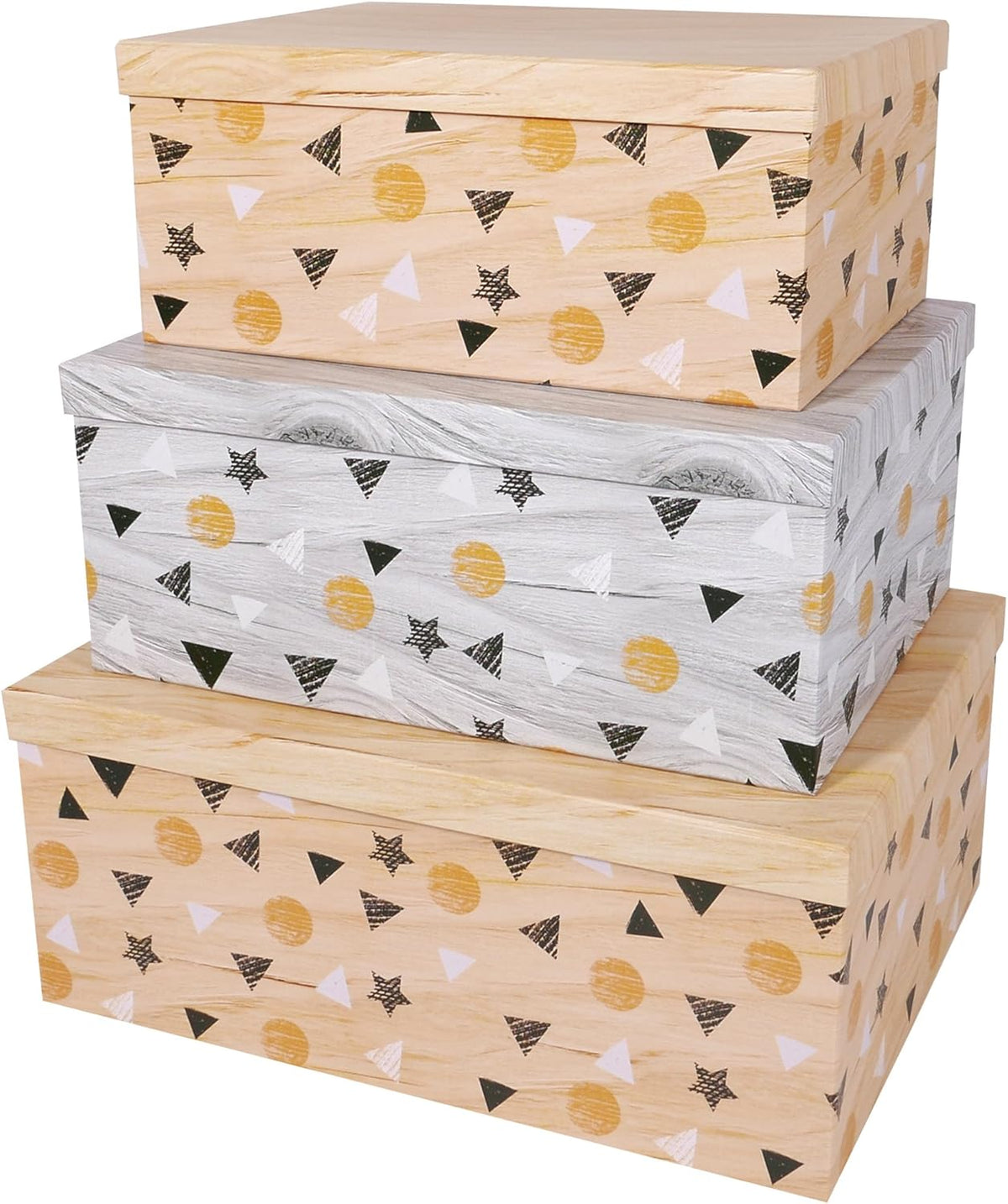 Decorative Storage Cardboard Boxes with Lids, Set of 3, Tropical G230
