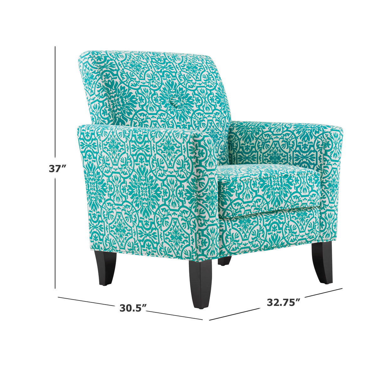 Button Tufted Arm Chair Gold Damask P130