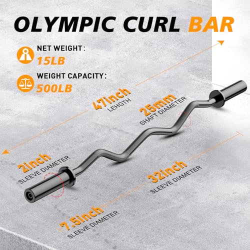 47" Chrome EZ Curl Barbell Bar for 2 Inch Weight Plates V14222