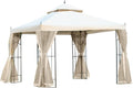 10' x 10' Steel Outdoor Patio Gazebo Canopy with Mesh Curtains A959
