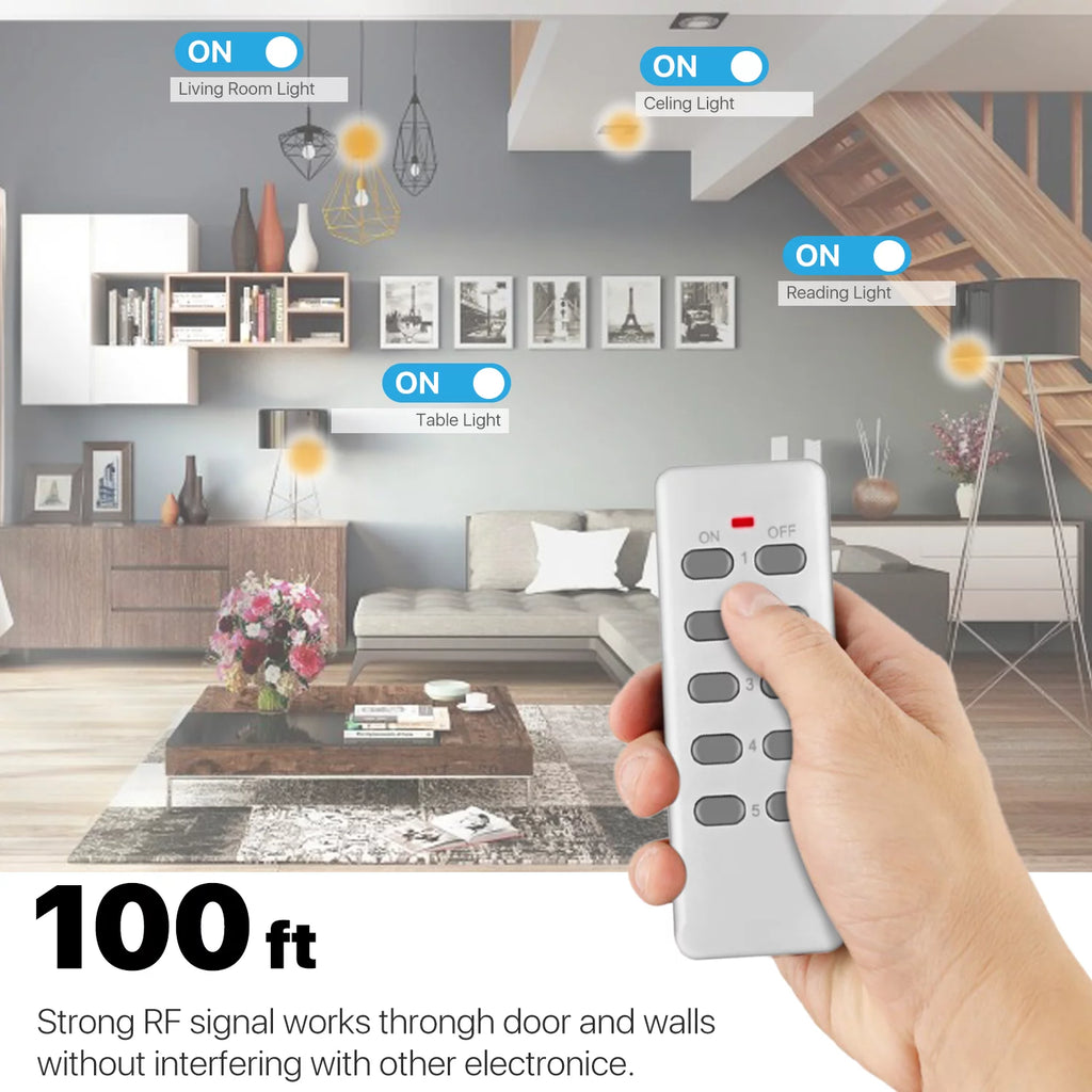 5 Pack Wireless Remote Control Power Outlet W862086