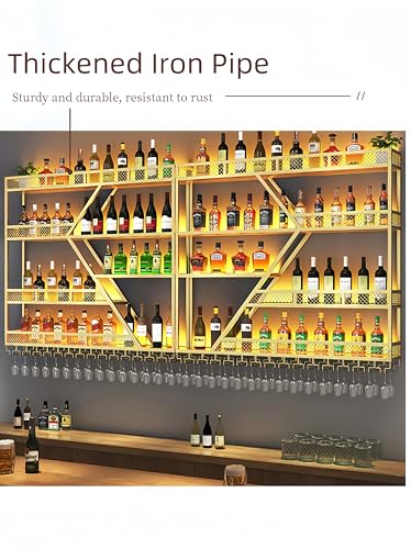 Black 3 Tier Metal Wine Rack with LED Light Y165673